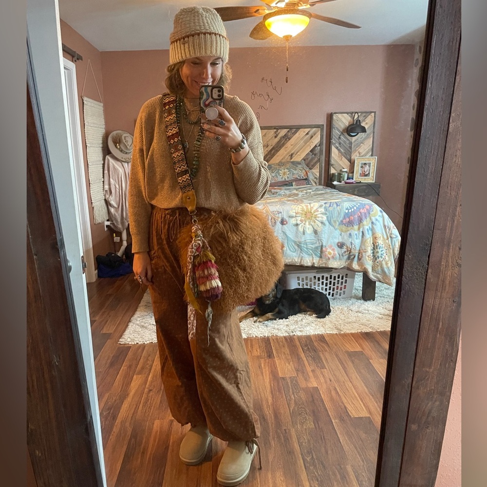 Mongolian fur purse boho hippie bag